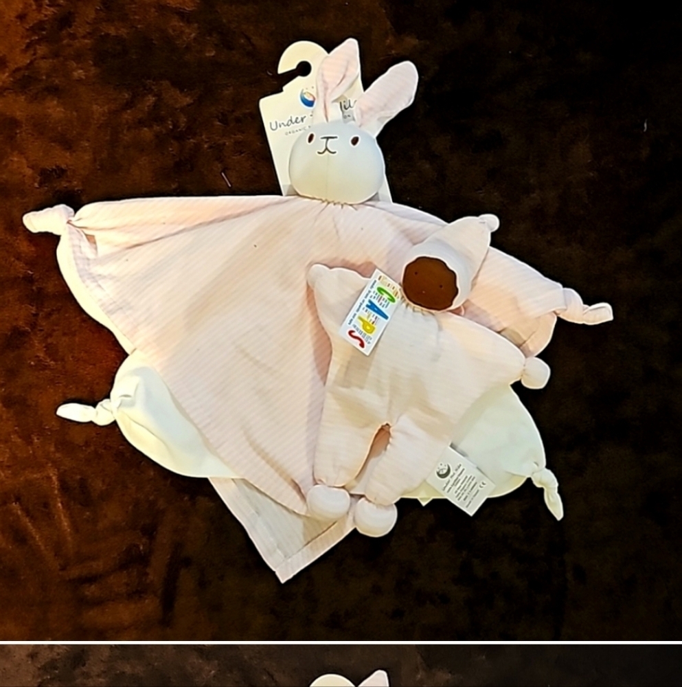 Under The Nile 100% Organic Egyptian Cotton Baby Girl Lovey Toys lot of 2